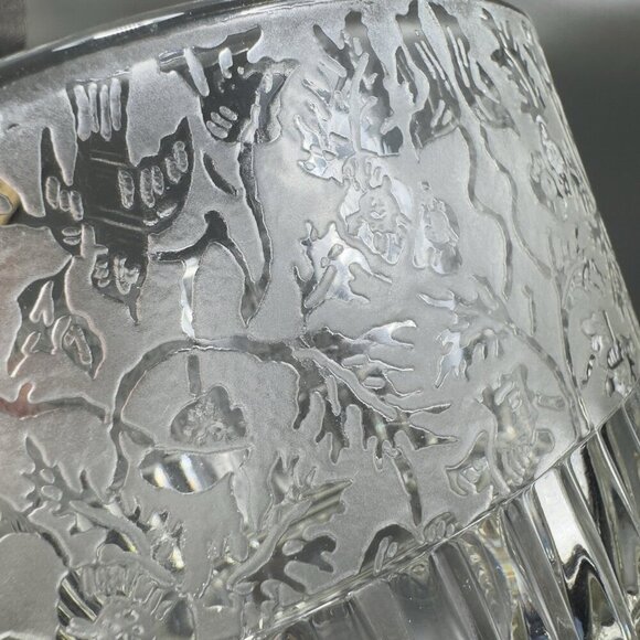 Antique Paden City Spring Orchard Ice Bucket Bowl Dish Clear Frosted Etched VTG - Picture 4 of 13